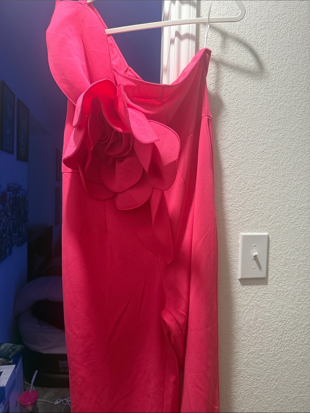 Strapless Hot Pink Floral Applique Jumpsuit - Women - Picture 4 of 5